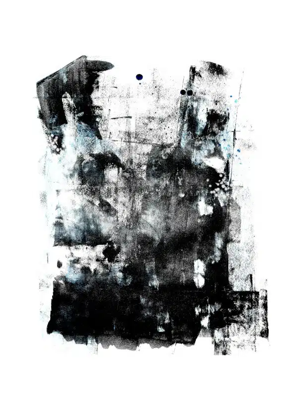 peinture abstraite encre noire et bleue